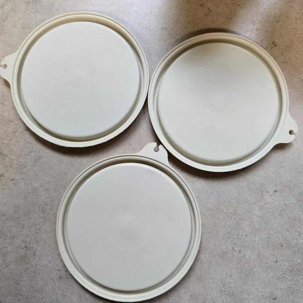 VTG Tupperware Condiment Relish Caddy Set Yellow Base with Cups and Lids